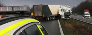 when is an articulated lorry most likely to jackknife?