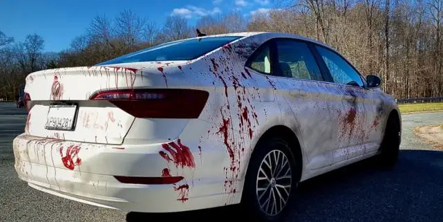 fake blood on car