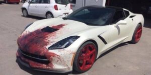 fake blood on car